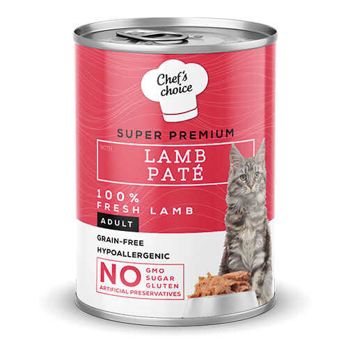 Chefs Choice Pate Lamb Kuzu Etli Tahılsız Yetişkin Kedi Konservesi 6 Adet 400 Gr