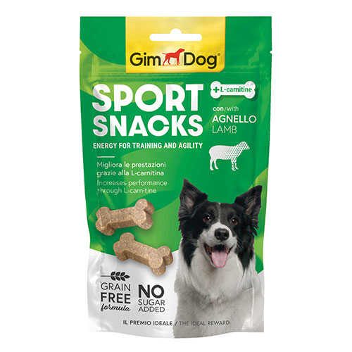 GimDog Sportsnacks Kuzulu ve L-Carnitinli Tahılsız Köpek Ödülü 60 Gr