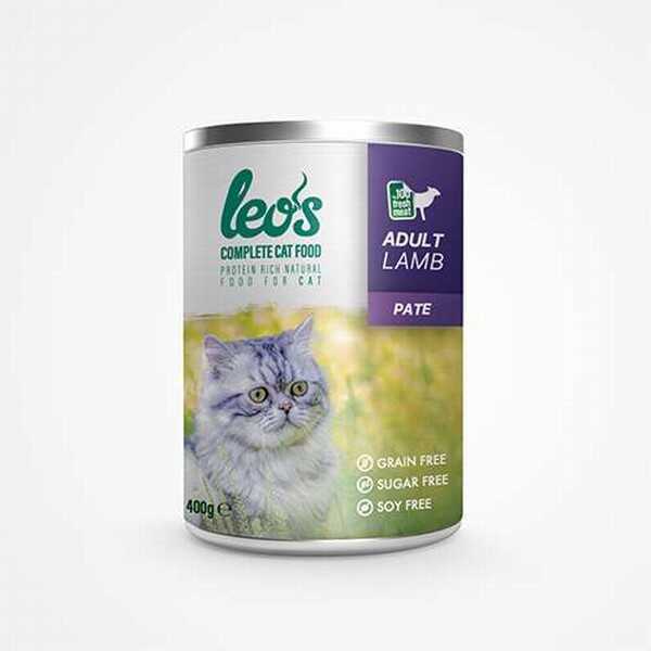 Leos Kuzu Etli Pate Yetişkin Kedi Konservesi 6 Adet 400 Gr