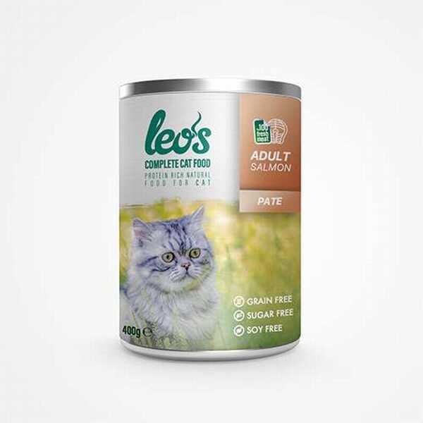 Leos Somon Balıklı Pate Yetişkin Kedi Konservesi 6 Adet 400 Gr