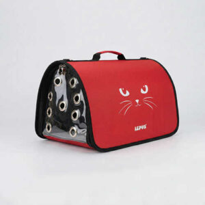 Lepus Fly Bag Kedi Desenli Taşıma Çantası Kırmızı 25x40x25 Cm