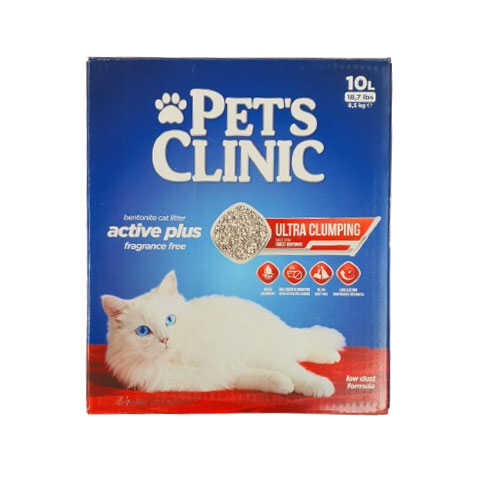Pet's Clinic Aktif Karbonlu Tozsuz Kutulu Bentonit Kedi Kumu 2x10 Lt