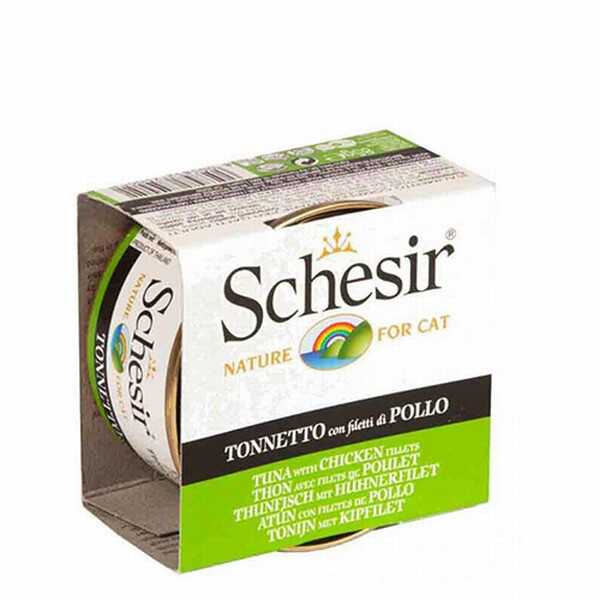 Schesir Ton Balıklı ve Tavuklu Jelly Yetişkin Kedi Konservesi 6 Adet 85 Gr