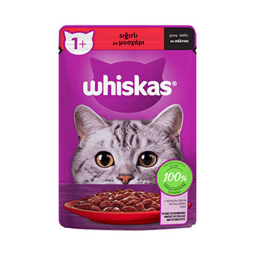Whiskas Pouch Sos İçinde Sığır Etli Yetişkin Kedi Konservesi 28 Adet 85 Gr