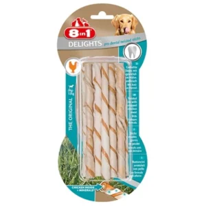 8in1 Delights Pro Dental Twisted Sticks Tavuklu Burgu Çubuğu Köpek Ödülü 55 Gr