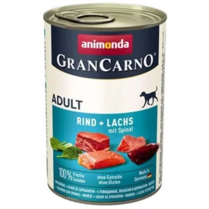 Animonda GranCarno Sığır Etli Ispanaklı ve Somonlu Yetişkin Köpek Konservesi 400 Gr
