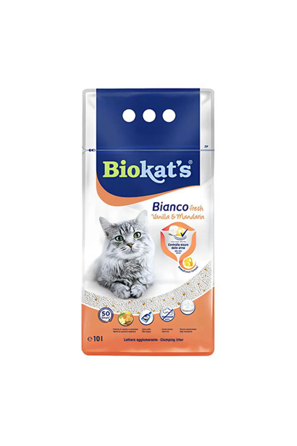 Biokats Bianco Fresh Vanilya ve Mandalina Kokulu Topaklanan Doğal Kedi Kumu