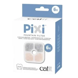 Catit Pixi Fountain Çelik Hazneli Kedi ve Küçük Irk Köpekler için Otomatik Su Kabı Filtresi (6’lı)