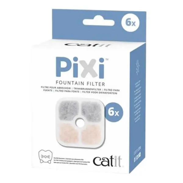 Catit Pixi Fountain Çelik Hazneli Kedi ve Küçük Irk Köpekler için Otomatik Su Kabı Filtresi (6’lı)