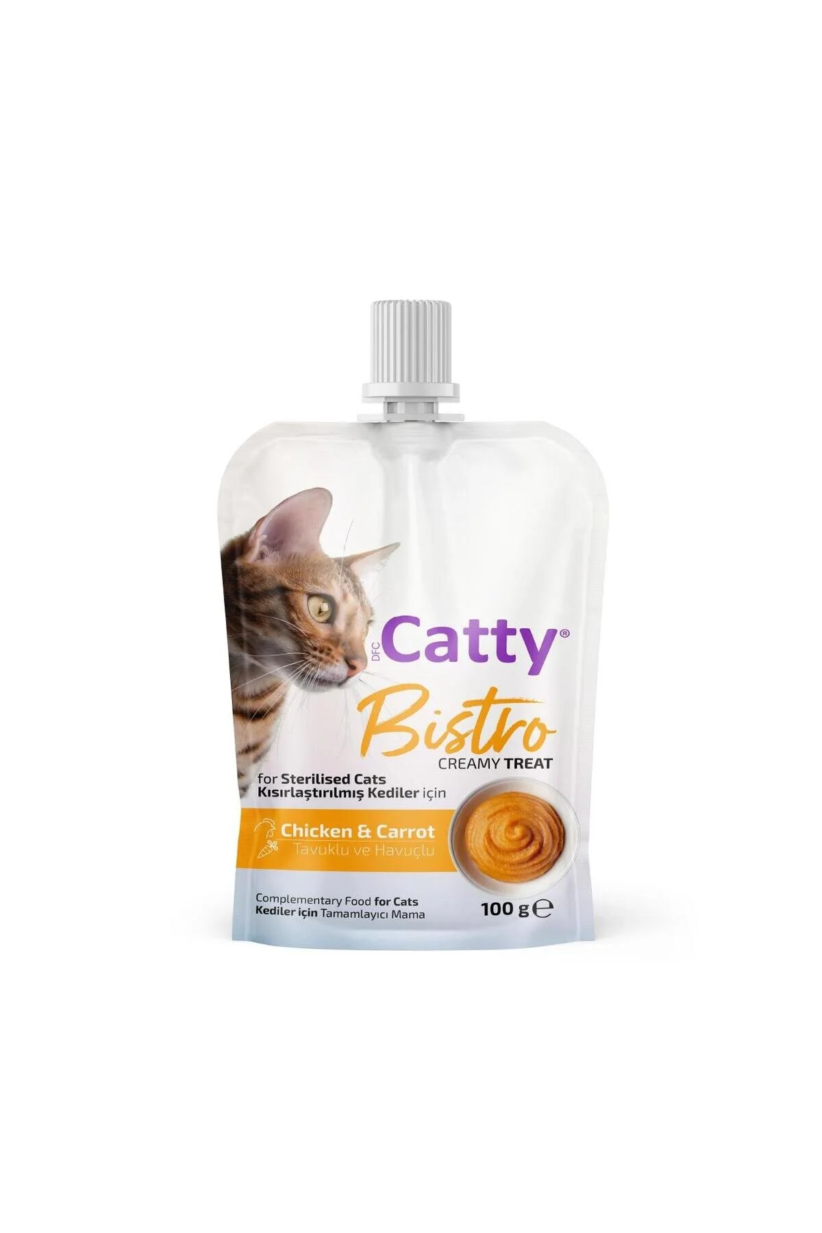 Catty Bistro Creamy Treat Tavuklu ve Havuçlu Kısırlaştırılmış Kedi Ödül Maması 100gr