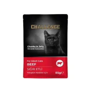 Challenge Pouch Jöle İçinde Parça Sığır Etli Yetişkin Kedi Konservesi 85gr