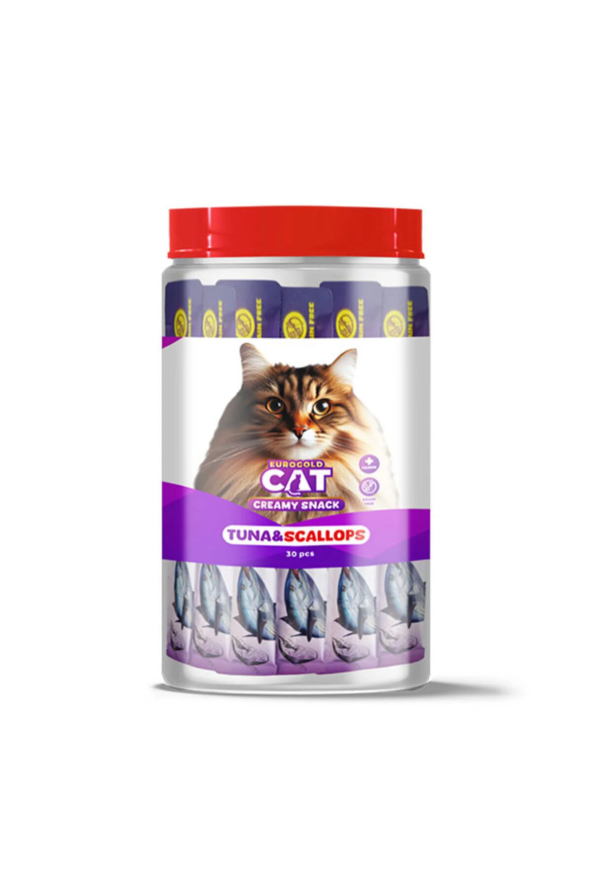 EuroGold Cat Sıvı Kedi Ödülü Ton Balığı ve Deniz Taraklı 30×15 Gr