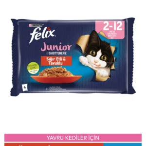 Felix Multipack Junior Sığır Etli ve Tavuklu Yavru Kedi Konservesi 4×85 Gr