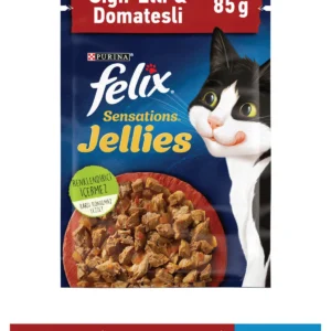 Felix Pouch Sensation Jellies Somonlu ve Karidesli Yetişkin Kedi Konservesi 85 Gr