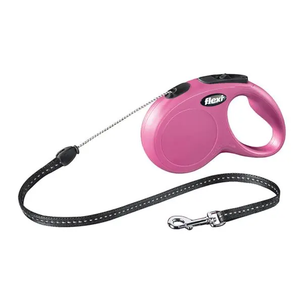 Flexi New Classic Otomatik İp Köpek Gezdirme Tasması Small 5 Mt Pembe