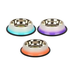 Flip Köpekler İçin Kaymaz Tabanlı Çelik Mama ve Su Kabı 22,5cm 1920ml (Karışık Renkli)
