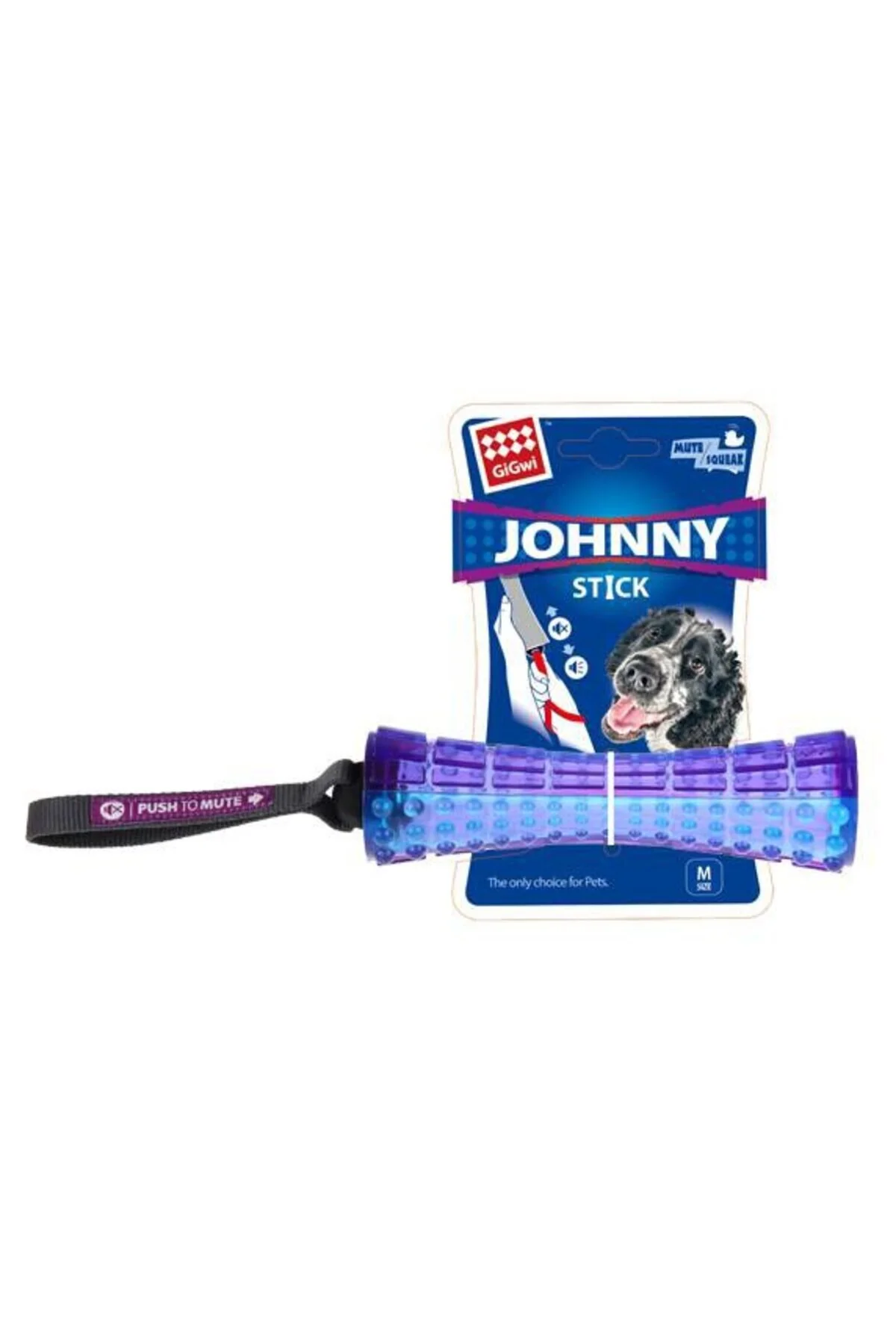GiGwi Johnny Stick Ses Kontrollü Köpek Çiğneme Oyuncağı 20cm (Mor)