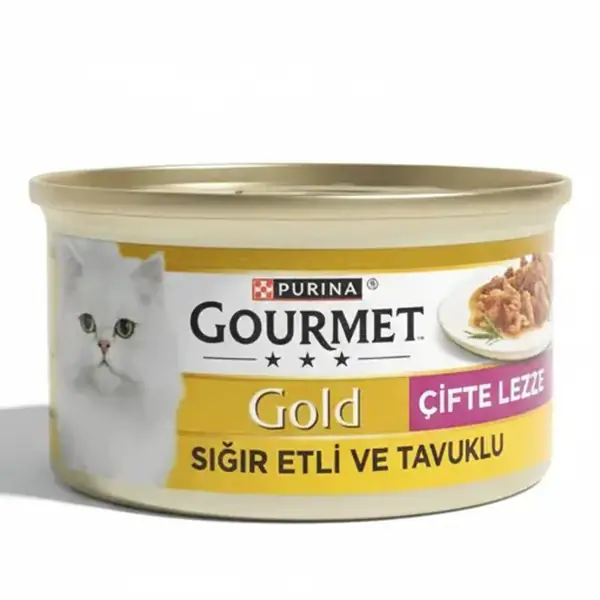 Gourmet Gold Sığır Etli ve Tavuklu Yetişkin Kedi Konservesi 85gr