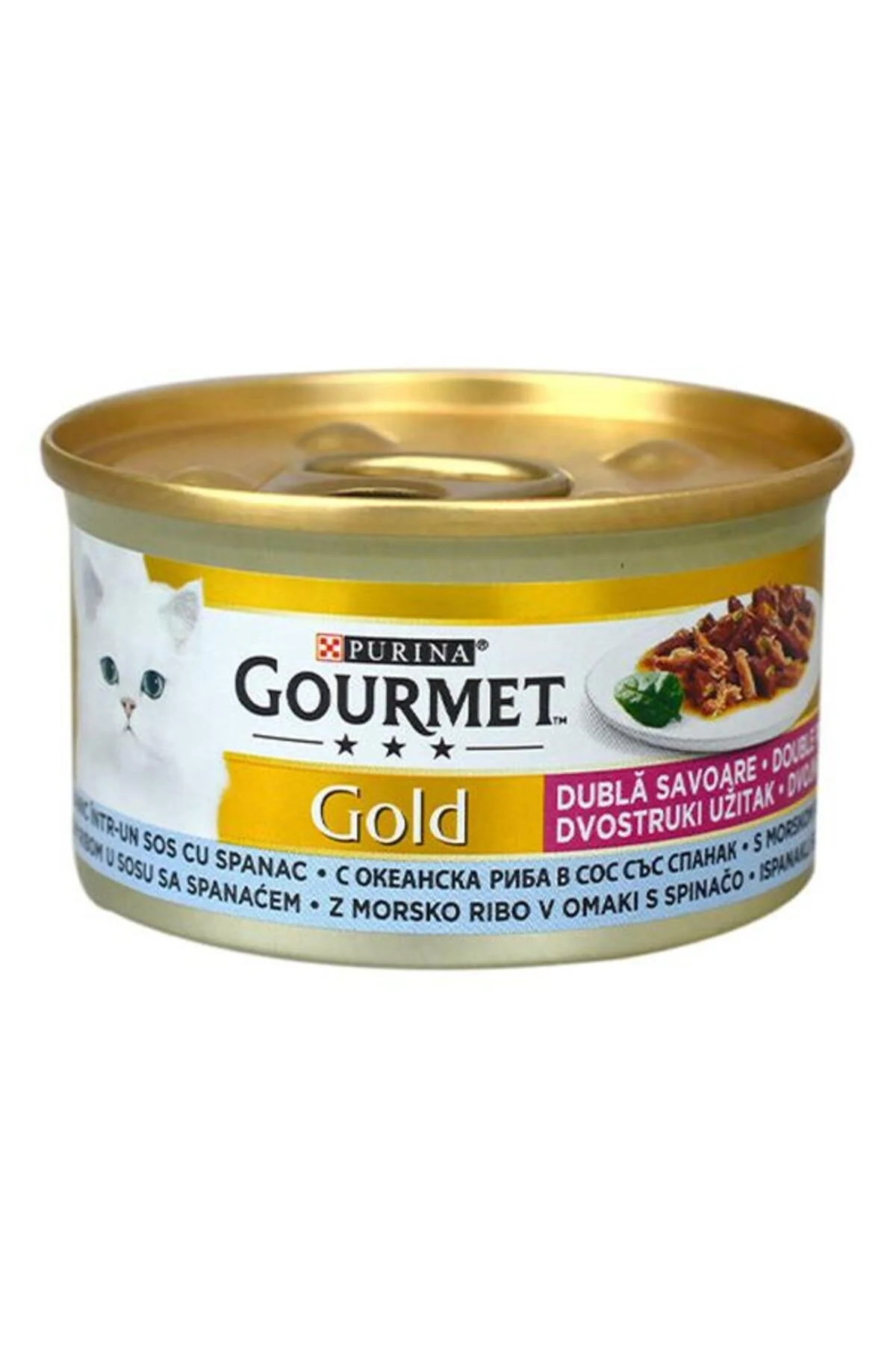 Gourmet Gold Sos İçinde Okyanus Balığı ve Ispanaklı Kedi Konservesi 85gr