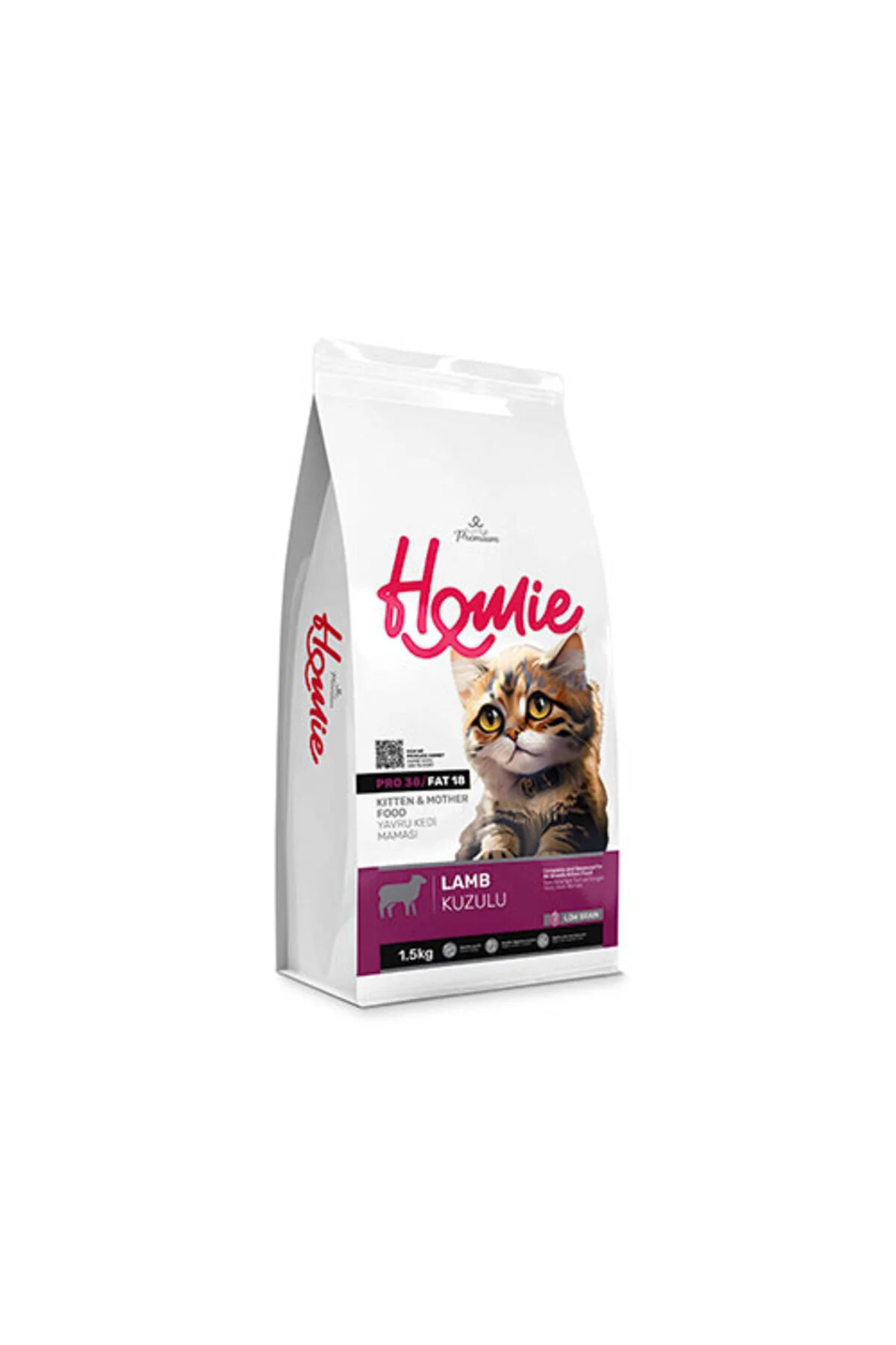 Homie Mother & Baby Anne ve Bebek Kediler İçin Kuzulu Kedi Maması 1,5 Kg
