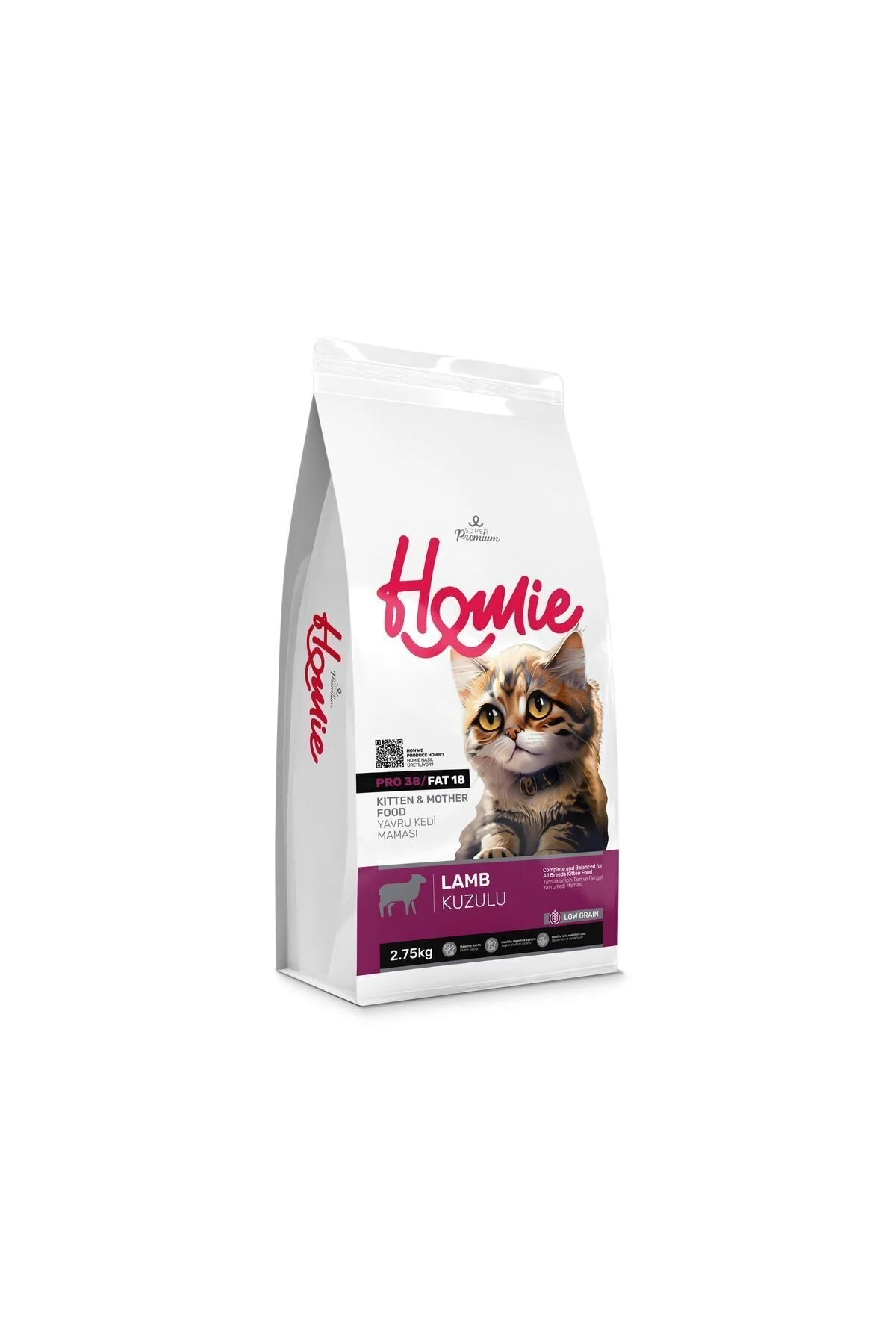 Homie Mother & Baby Anne ve Bebek Kediler İçin Kuzulu Kedi Maması 2,75 Kg