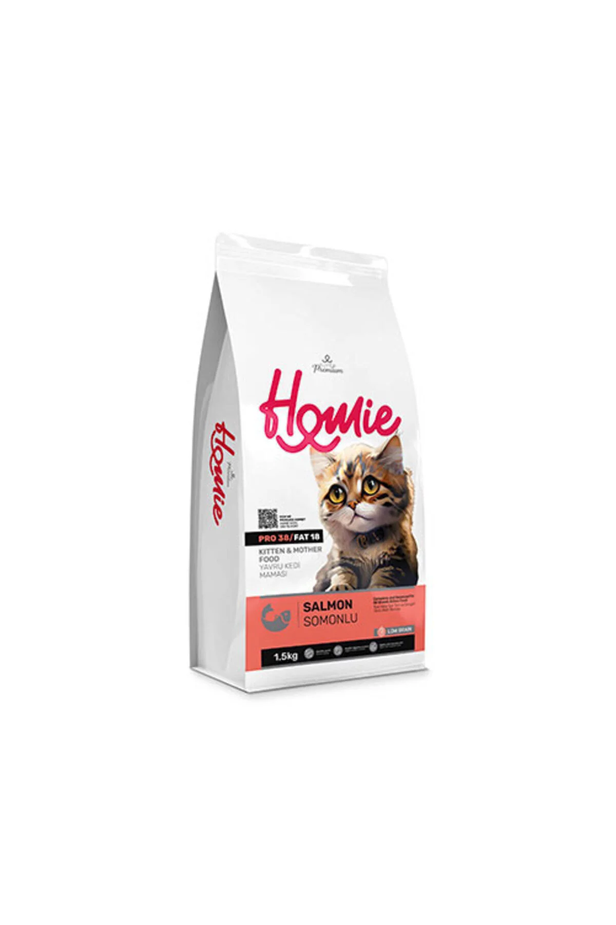 Homie Mother & Baby Anne ve Bebek Kediler İçin Somonlu Kedi Maması 1,5 Kg