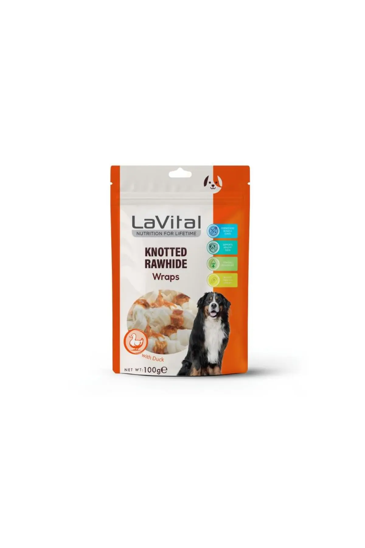 LaVital Knotted Rawhide Ördek Eti Sarılı Köpek Ödül Kemiği 100gr