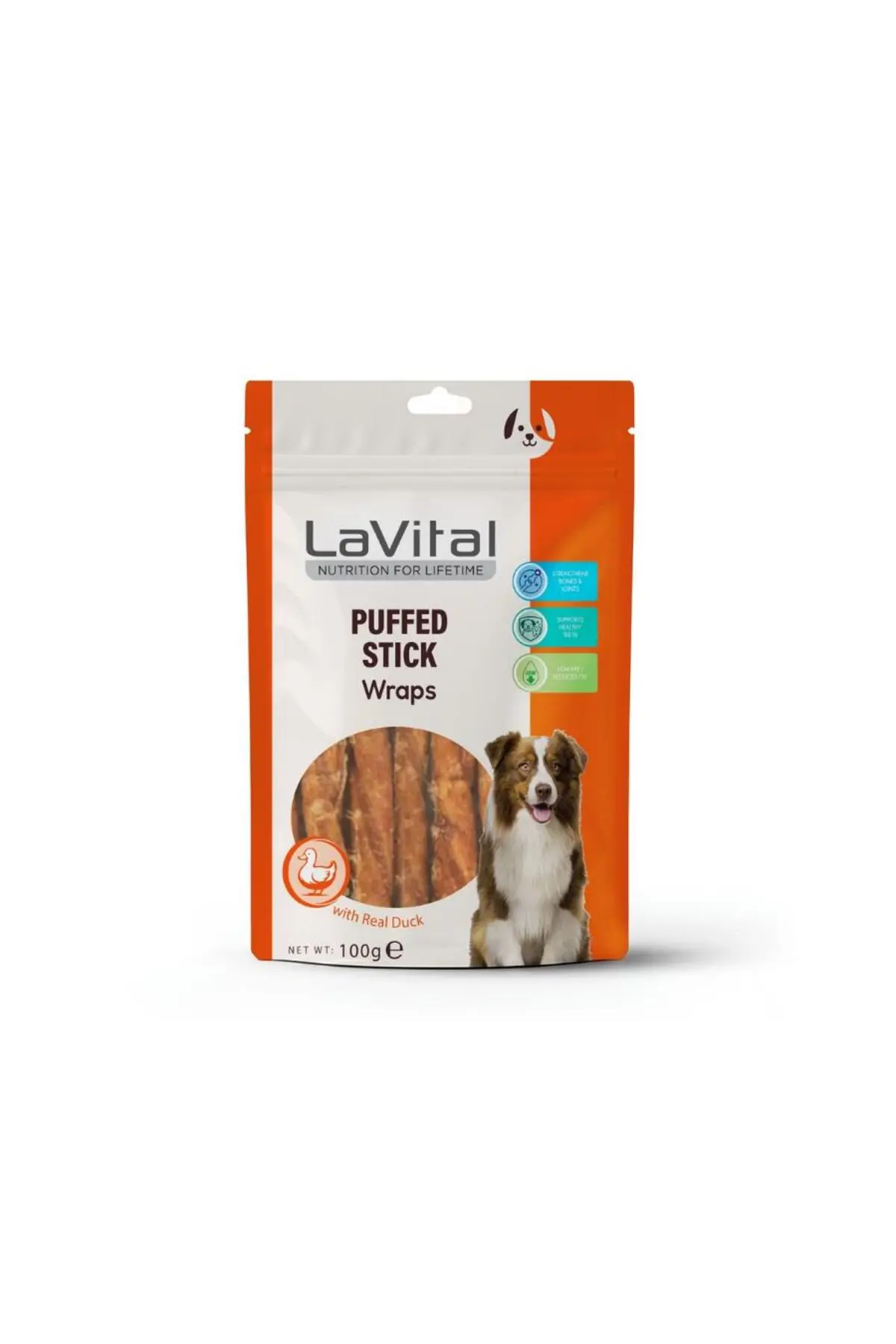 LaVital Puffed Stick Ördek Eti Sarılı Köpek Ödül Çubuğu 100gr
