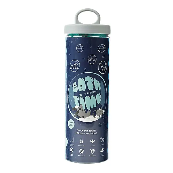M-Pets Bathtime Hızlı Kuruyan Kedi ve Köpek Havlusu 64x43cm (Yeşil)