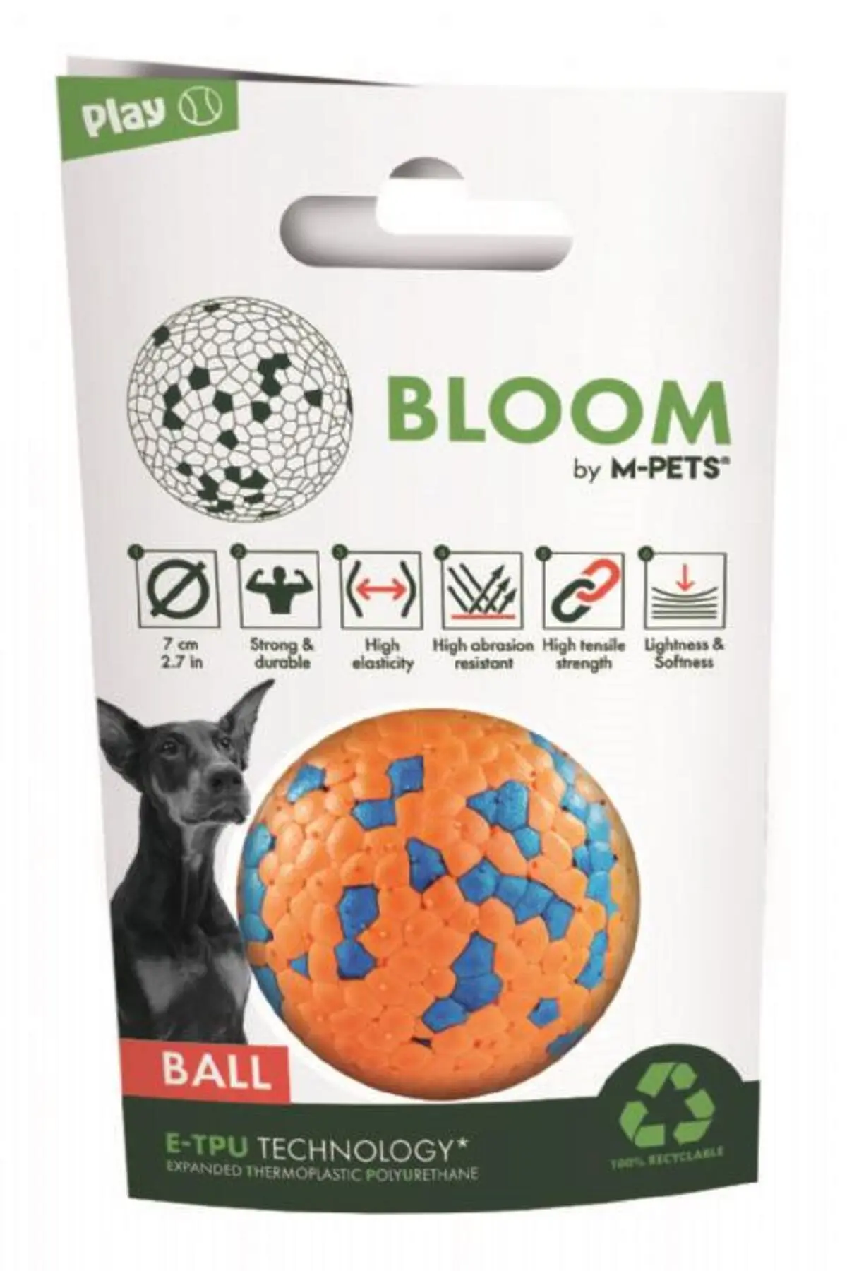 M-Pets Bloom Ball Parçalanmaz Top Köpek Oyuncağı 7cm (Turuncu)
