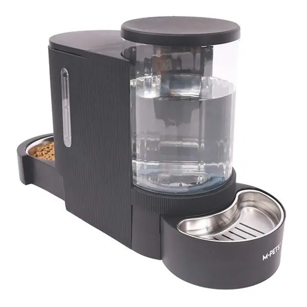 M-Pets Duplo Kedi ve Köpekler için Hazneli Mama ve Su Kabı 3000ml (Siyah)