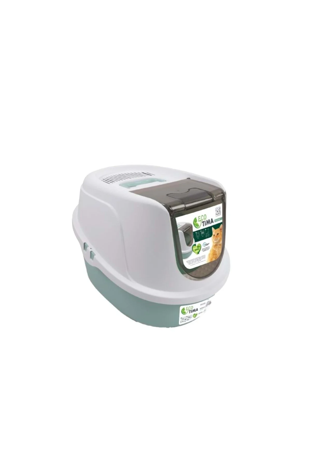M-Pets Eco Tıma Kapalı Kedi Tuvaleti M 52,3×39,7×38 CM Yeşil
