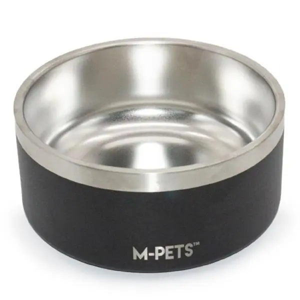 M-Pets Eskimo Çift Cidarlı Köpek Mama ve Su Kabı 2000ml (Siyah)