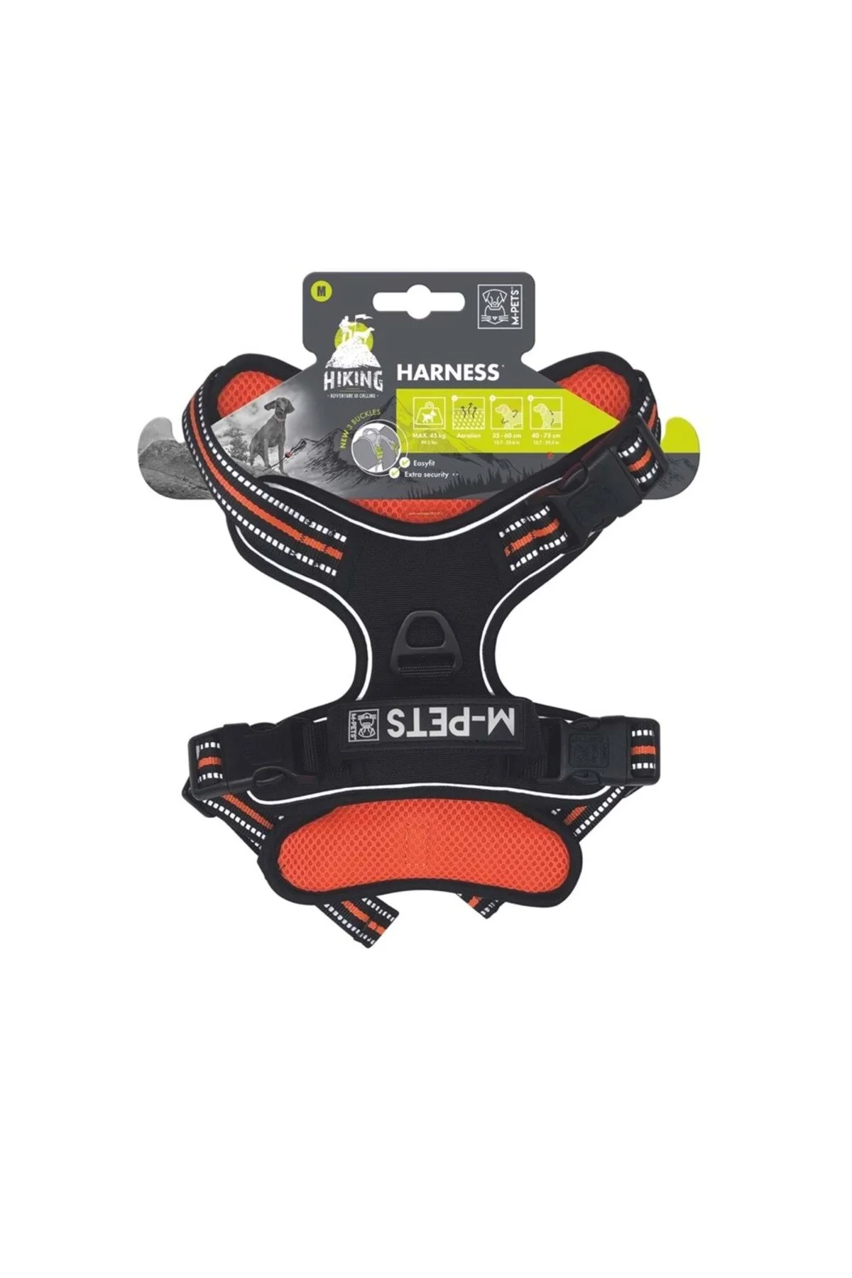 M-Pets Hiking Reflektörlü Köpek Göğüs Tasması Turuncu Medium 40-75 Cm
