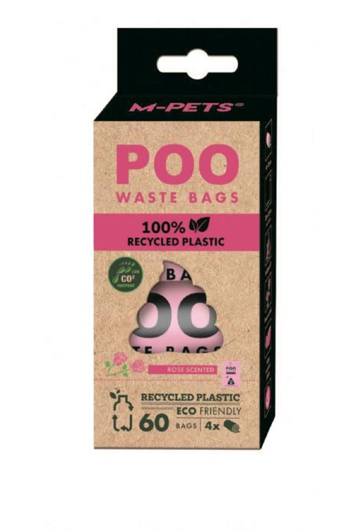 M-Pets Poo Recycled Gül Kokulu Köpek Dışkı Poşeti 22x32cm (4’lü)
