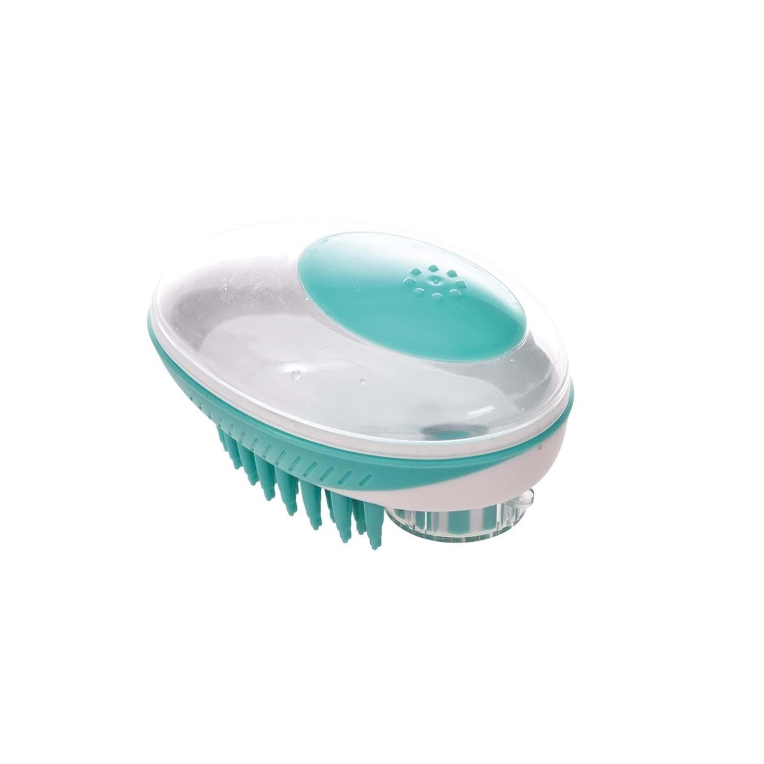 M-Pets Rubeaz Şampuan Hazneli Yıkama ve Masaj Fırçası 11,5×7,5cm (Yeşil)