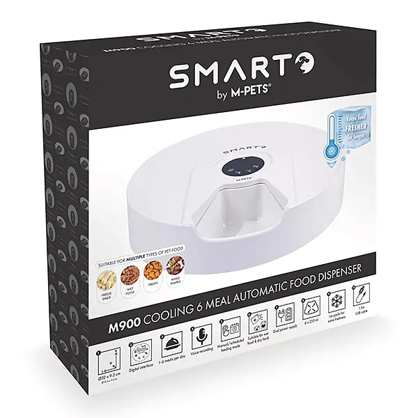 M-Pets Smarto M900 Kedi ve Küçük Irk Köpekler İçin Soğutuculu 6 Bölmeli Otomatik Mama Kabı 32×9,2cm
