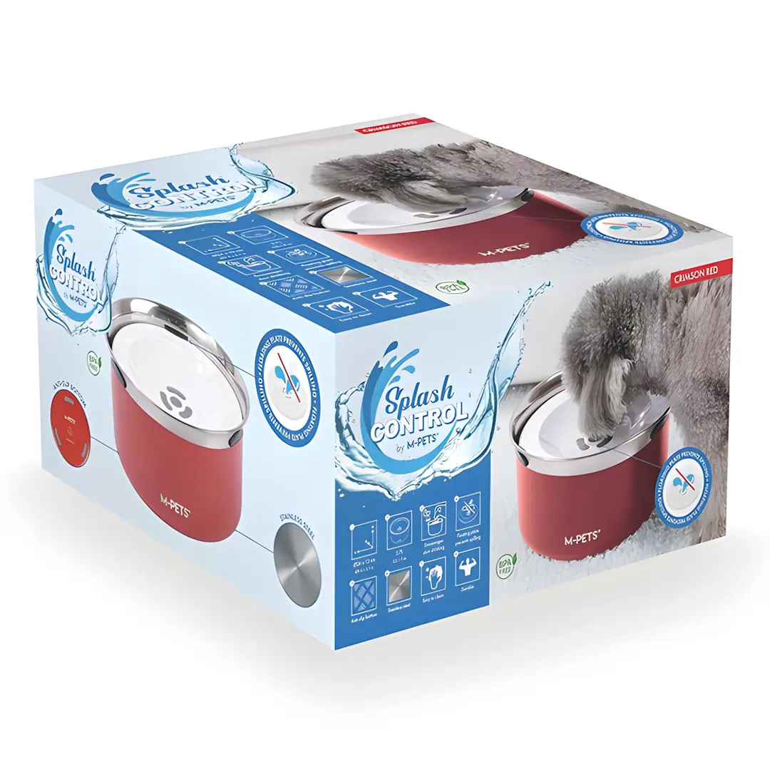 M-Pets Splash Control Köpekler için Çelik Su Kabı 3700ml (Kırmızı)