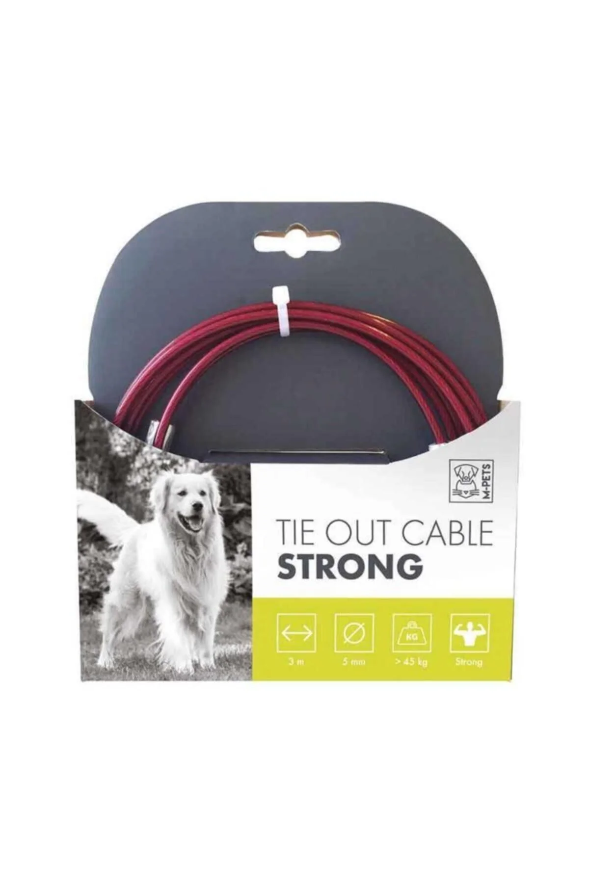 M-Pets Strong Bahçe Bağlama Halatı Kırmızı 3 M