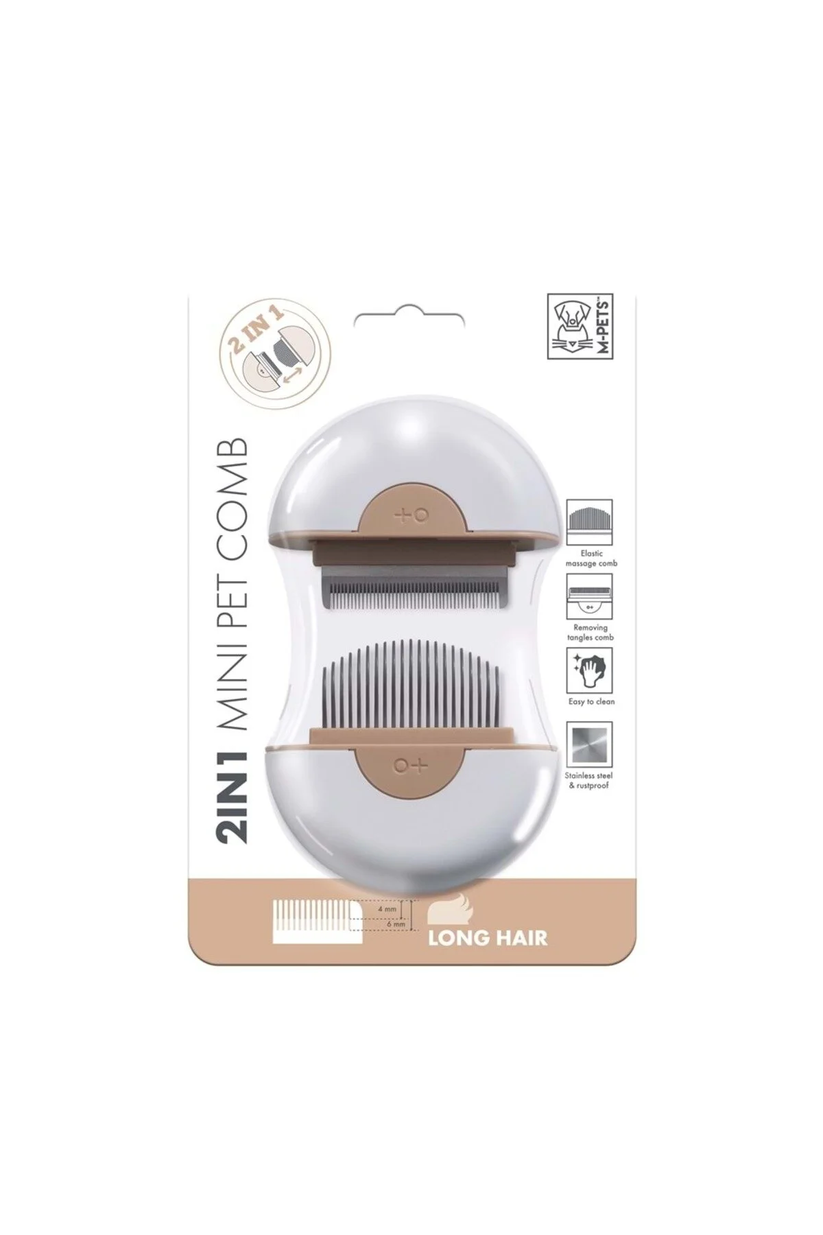 M-Pets Uzun Tüyler İçin Tüy Alıcı Tarak 9x9x3cm (Kahverengi)
