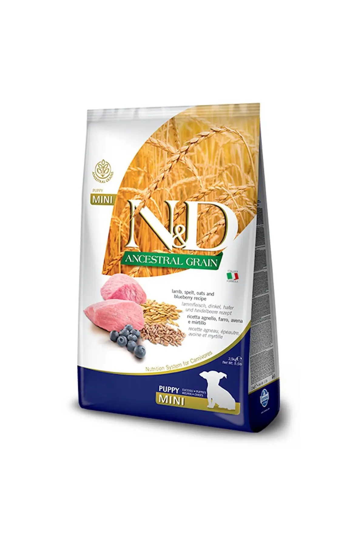 N&D Ancestral Grain Mini Puppy Kuzulu Yaban Mersinli Küçük Irk Düşük Tahıllı Yavru Köpek Maması 2,5 Kg