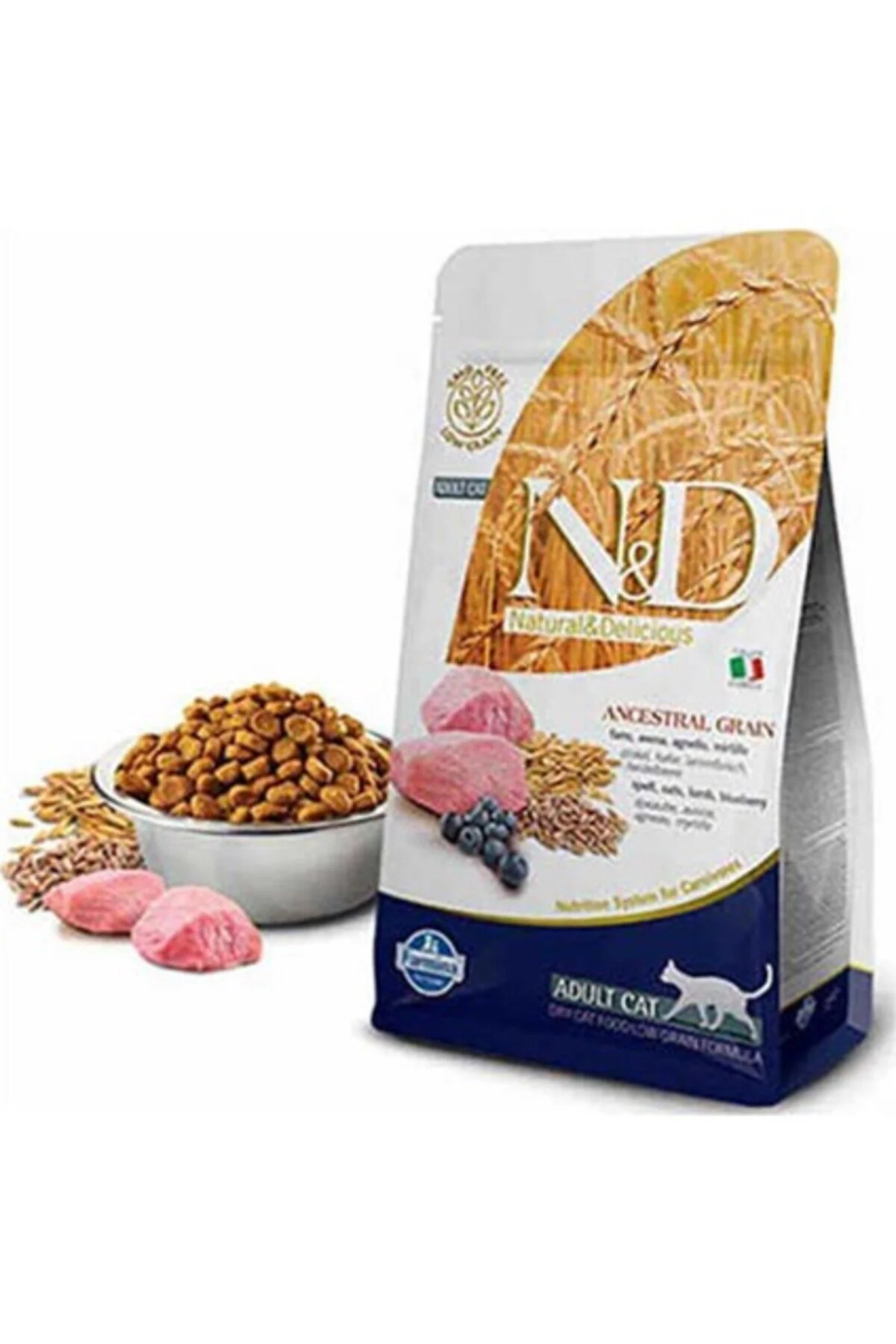 N&D Düşük Tahıllı Kuzu Etli ve Yaban Mersinli Yetişkin Kedi Maması