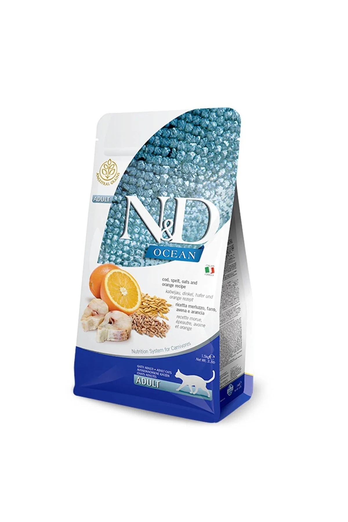 N&D Ocean Düşük Tahıllı Morina Balıklı Yetişkin Kedi Maması