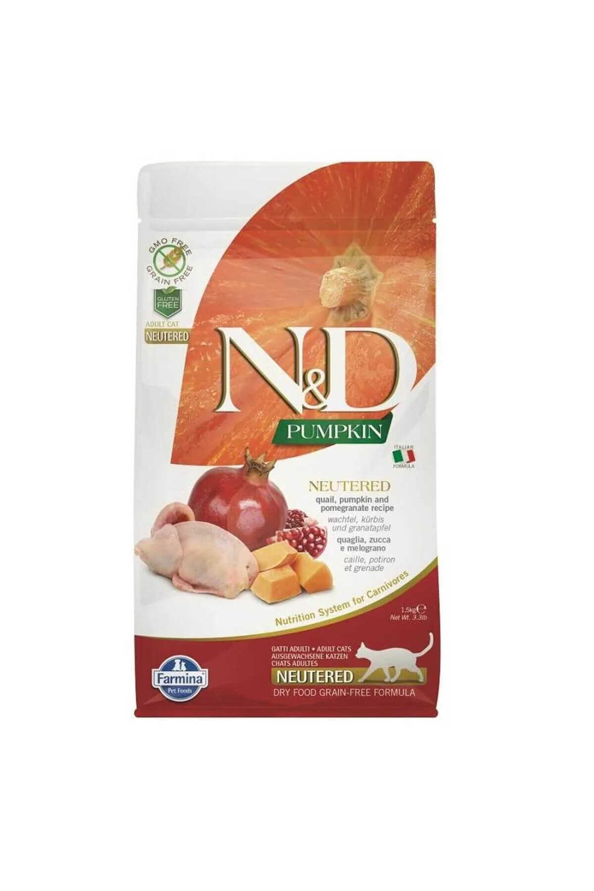 N&D Pumpkin Balkabaklı Bıldırcın ve Narlı Kısırlaştırılmış Kedi Maması