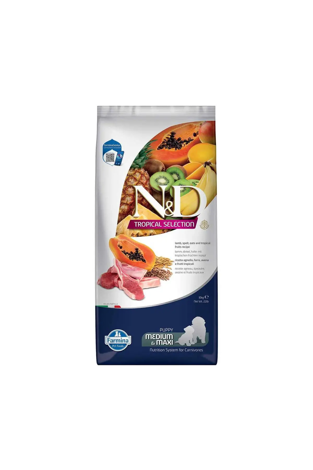 N&D Tropical Selection Kuzu Etli ve Tropikal Meyveli Orta ve Büyük Irk Yavru Köpek Maması 10 Kg