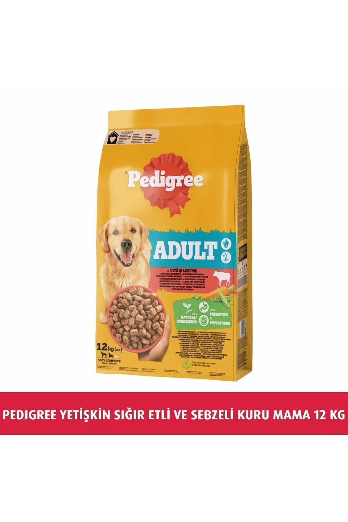 Pedigree Sığır Etli ve Kümes Hayvanlı Yetişkin Köpek Maması 12 Kg
