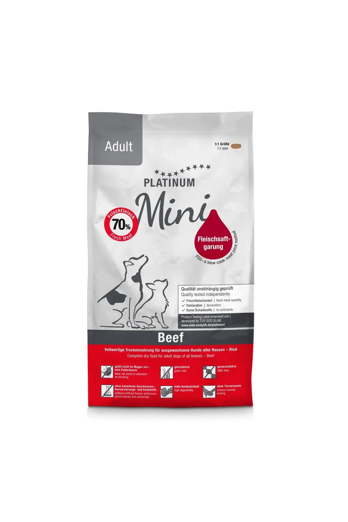 PLATINUM Mini Sığır Etli Yetişkin Köpek Maması 900gr