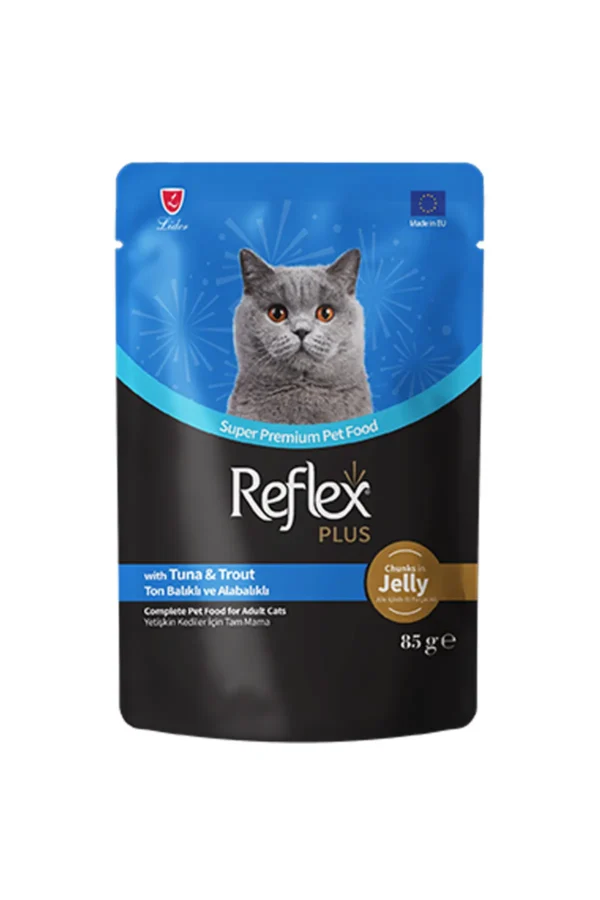 Reflex Plus Jöle İçinde Ton Balıklı ve Alabalıklı Pouch Yetişkin Konserve Kedi Maması