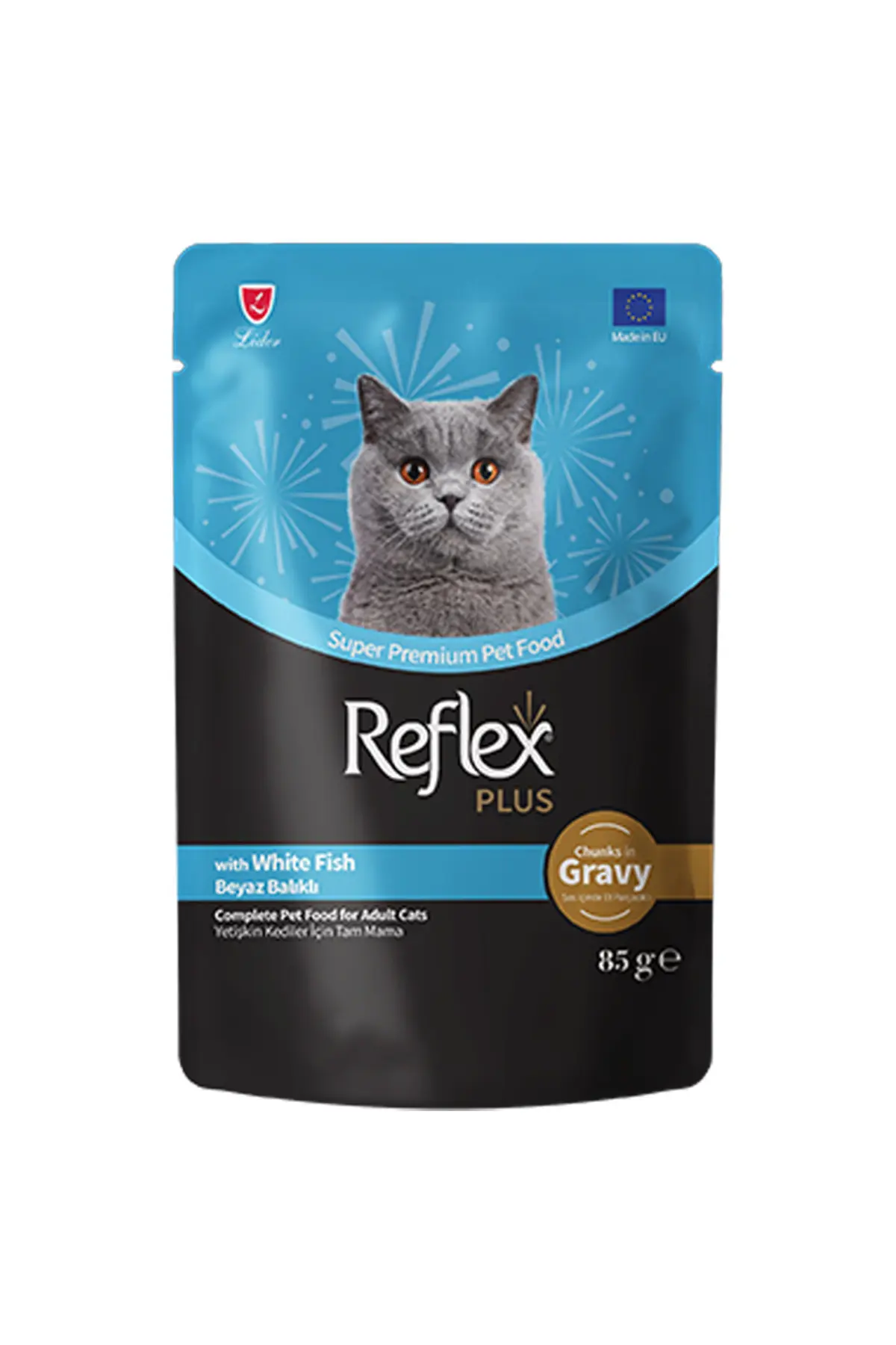 Reflex Plus Sos İçinde Beyaz Balıklı Pouch Yetişkin Konserve Kedi Maması