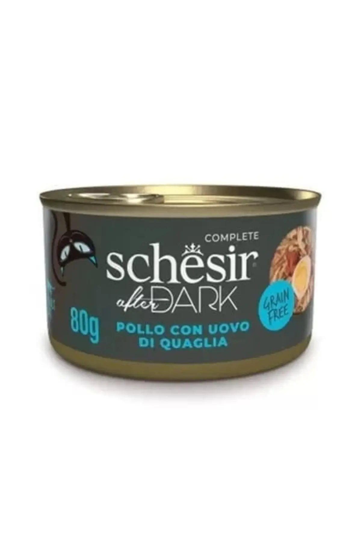 Schesir After Dark Et Suyu içinde Tavuklu ve Bıldırcın Yumurtalı Yetişkin Kedi Konservesi